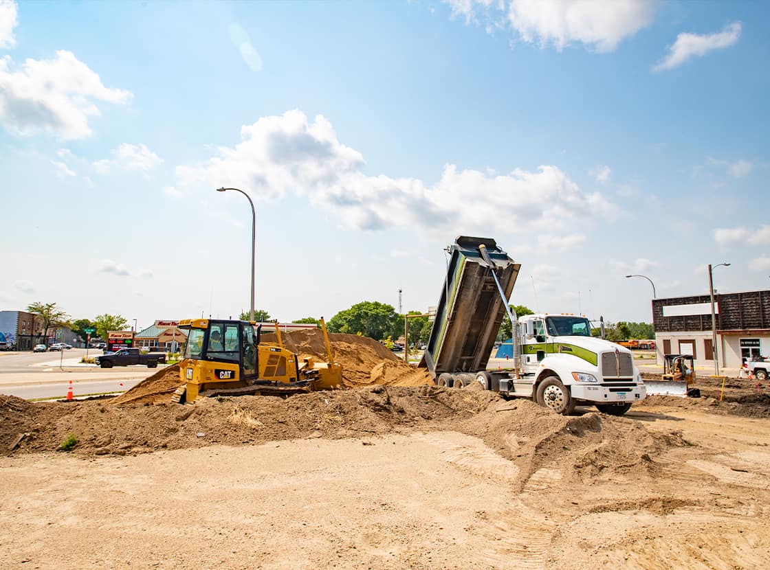 Site development on a commercial parking lot project.