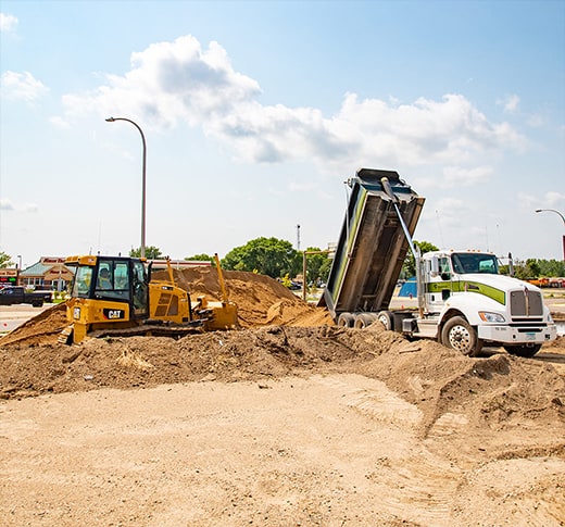 Site development on a commercial parking lot project.