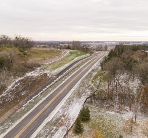 Aerial view of a road