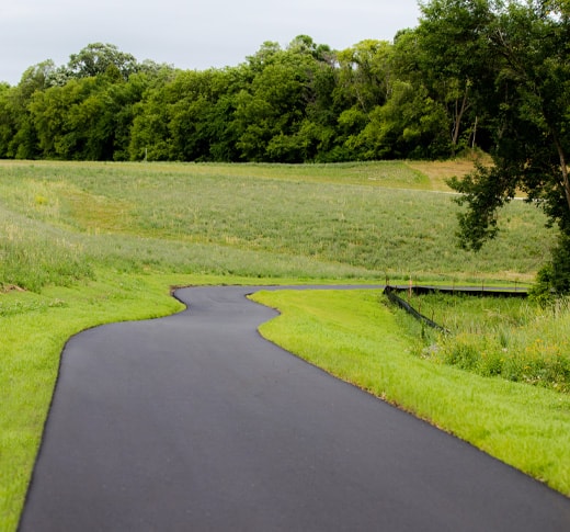 A winding paved path